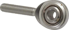 Made in USA - 3/16" ID, 5/8" Max OD, 912 Lb Max Static Cap, Plain Male Spherical Rod End - 10-32 RH, Stainless Steel with Stainless Steel Raceway - Americas Tooling