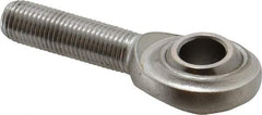 Made in USA - 7/16" ID, 1-1/8" Max OD, 3,780 Lb Max Static Cap, Plain Male Spherical Rod End - 7/16-20 RH, Stainless Steel with Stainless Steel Raceway - Americas Tooling