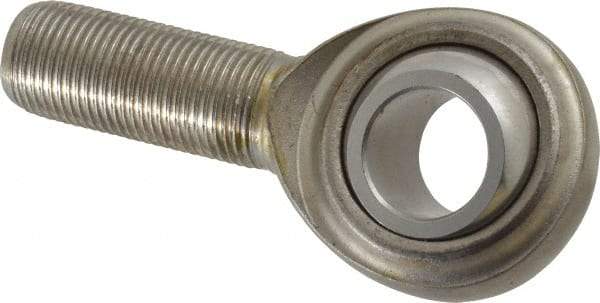 Made in USA - 3/4" ID, 1-3/4" Max OD, 7,512 Lb Max Static Cap, Plain Male Spherical Rod End - 3/4-16 RH, Stainless Steel with Stainless Steel Raceway - Americas Tooling