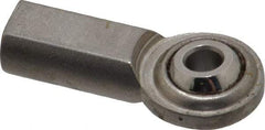 Made in USA - 3/16" ID, 5/8" Max OD, 930 Lb Max Static Cap, Plain Female Spherical Rod End - 10-32 RH, Stainless Steel with Stainless Steel Raceway - Americas Tooling