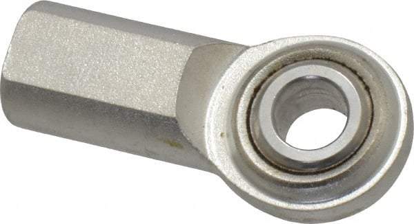 Made in USA - 3/8" ID, 1" Max OD, 3,080 Lb Max Static Cap, Plain Female Spherical Rod End - 3/8-24 RH, Stainless Steel with Stainless Steel Raceway - Americas Tooling