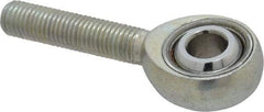 Made in USA - 5/16" ID, 7/8" Max OD, 7,639 Lb Max Static Cap, Plain Male Spherical Rod End - 5/16-24 RH, Alloy Steel with Steel Raceway - Americas Tooling