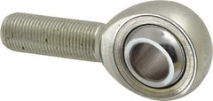 Made in USA - 5/8" ID, 1-1/2" Max OD, 17,959 Lb Max Static Cap, Plain Male Spherical Rod End - 5/8-18 RH, Alloy Steel with Steel Raceway - Americas Tooling