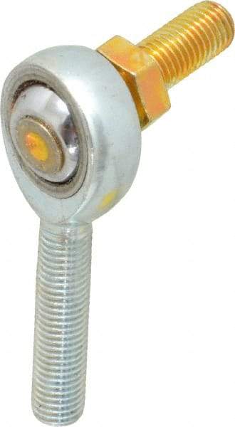 Made in USA - 5/16" ID, 7/8" Max OD, 7,639 Lb Max Static Cap, Male Spherical Rod End with Stud - 5/16-24 RH, Alloy Steel with Steel Raceway - Americas Tooling