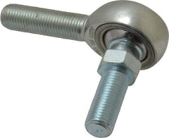 Made in USA - 3/8" ID, 1" Max OD, 9,550 Lb Max Static Cap, Male Spherical Rod End with Stud - 3/8-24 RH, Alloy Steel with Steel Raceway - Americas Tooling