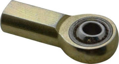 Made in USA - 1/4" ID, 3/4" Max OD, 6,195 Lb Max Static Cap, Plain Female Spherical Rod End - 1/4-28 RH, Alloy Steel with Steel Raceway - Americas Tooling