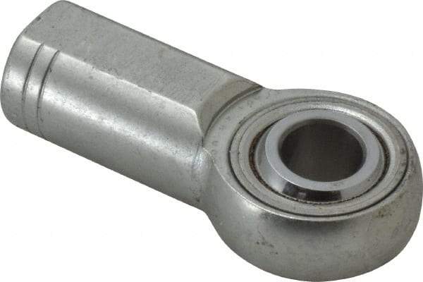 Made in USA - 1/2" ID, 1-5/16" Max OD, 15,340 Lb Max Static Cap, Plain Female Spherical Rod End - 1/2-20 RH, Alloy Steel with Steel Raceway - Americas Tooling