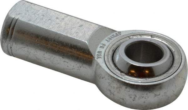 Made in USA - 5/8" ID, 1-1/2" Max OD, 17,959 Lb Max Static Cap, Plain Female Spherical Rod End - 5/8-18 RH, Alloy Steel with Steel Raceway - Americas Tooling