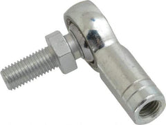 Made in USA - 5/16" ID, 7/8" Max OD, 7,640 Lb Max Static Cap, Female Spherical Rod End with Stud - 5/16-24 RH, Alloy Steel with Steel Raceway - Americas Tooling