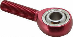 Made in USA - 3/8" ID, 1" Max OD, 4,208 Lb Max Static Cap, Plain Male Spherical Rod End - 3/8-24 RH, Alloy Steel with Steel Raceway - Americas Tooling