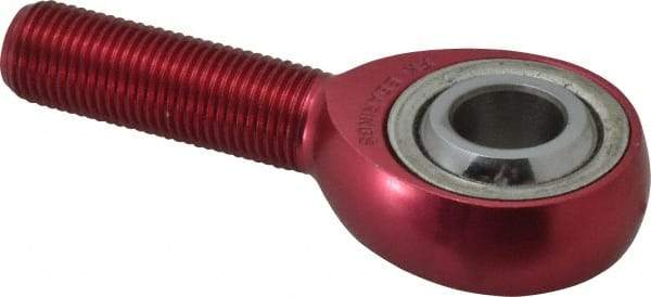 Made in USA - 1/2" ID, 1-5/16" Max OD, 7,698 Lb Max Static Cap, Plain Male Spherical Rod End - 1/2-20 RH, Aluminum Housing with Steel Raceway - Americas Tooling