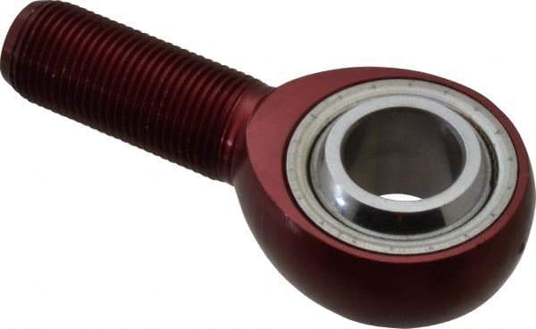 Made in USA - 3/4" ID, 1-3/4" Max OD, 13,319 Lb Max Static Cap, Plain Male Spherical Rod End - 3/4-16 RH, Alloy Steel with Steel Raceway - Americas Tooling