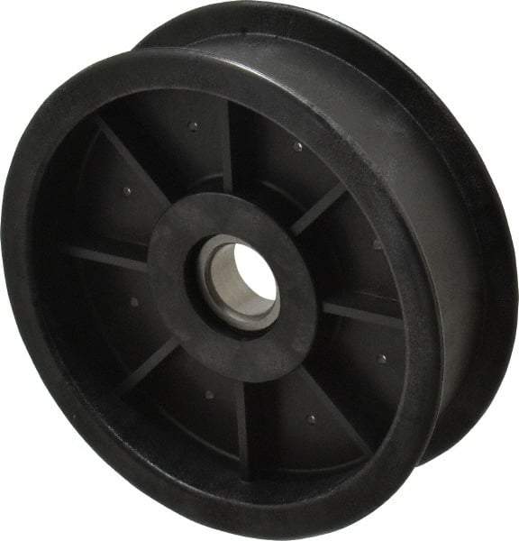Fenner Drives - 17 Inside x 4-1/2" Outside Diam, 1.09" Wide Pulley Slot, Glass Reinforced Nylon Idler Pulley - For Use with Flat Belts, 29/32" Wide - Americas Tooling