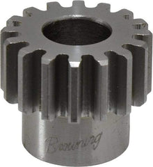 Browning - 16 Pitch, 1" Pitch Diam, 16 Tooth Spur Gear - 1/2" Bore Diam, 13/16" Hub Diam, Steel - Americas Tooling