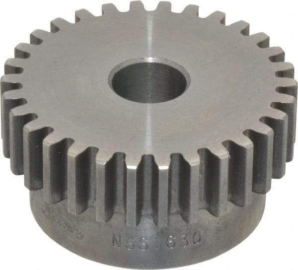 Browning - 16 Pitch, 1-7/8" Pitch Diam, 30 Tooth Spur Gear - 1/2" Bore Diam, 1-5/8" Hub Diam, Steel - Americas Tooling