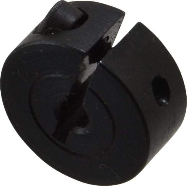 Climax Metal Products - 1/8" Bore, Steel, One Piece Clamp Collar - 11/16" Outside Diam, 5/16" Wide - Americas Tooling