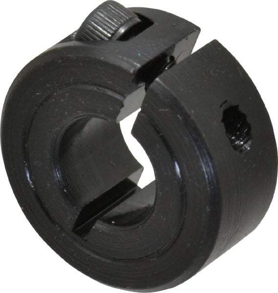 Climax Metal Products - 3/8" Bore, Steel, One Piece Clamp Collar - 7/8" Outside Diam, 3/8" Wide - Americas Tooling