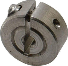 Climax Metal Products - 1/8" Bore, Stainless Steel, One Piece Clamp Collar - 11/16" Outside Diam, 5/16" Wide - Americas Tooling