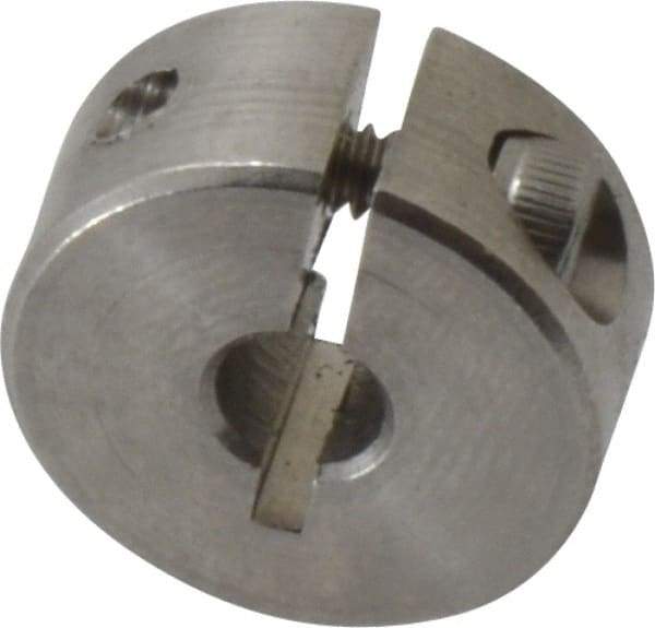 Climax Metal Products - 3/16" Bore, Stainless Steel, One Piece Clamp Collar - 11/16" Outside Diam, 5/16" Wide - Americas Tooling