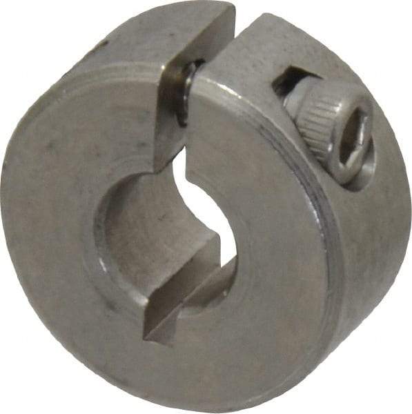 Climax Metal Products - 1/4" Bore, Stainless Steel, One Piece Clamp Collar - 11/16" Outside Diam, 5/16" Wide - Americas Tooling