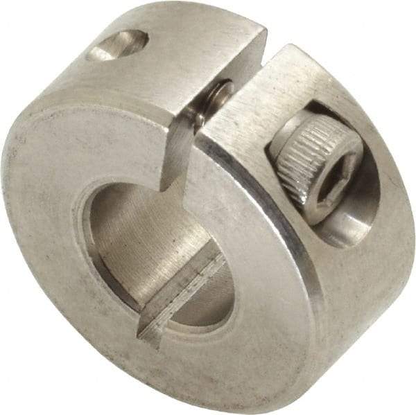 Climax Metal Products - 3/8" Bore, Stainless Steel, One Piece Clamp Collar - 7/8" Outside Diam, 3/8" Wide - Americas Tooling