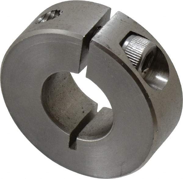 Climax Metal Products - 9/16" Bore, Stainless Steel, One Piece Clamp Collar - 1-5/16" Outside Diam, 7/16" Wide - Americas Tooling