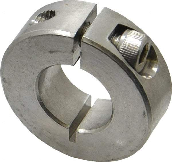 Climax Metal Products - 5/8" Bore, Stainless Steel, One Piece Clamp Collar - 1-5/16" Outside Diam, 7/16" Wide - Americas Tooling