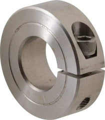 Climax Metal Products - 11/16" Bore, Stainless Steel, One Piece One Piece Split Shaft Collar - 1-1/2" Outside Diam, 1/2" Wide - Americas Tooling