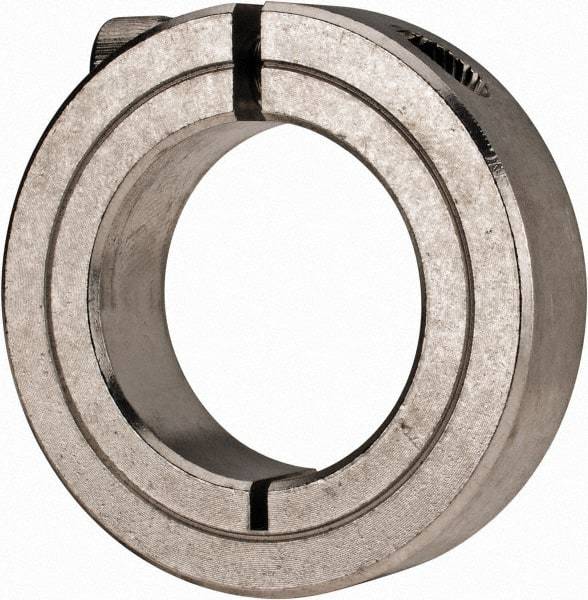 Climax Metal Products - 1-1/8" Bore, Stainless Steel, One Piece Clamp Collar - 1-7/8" Outside Diam, 1/2" Wide - Americas Tooling