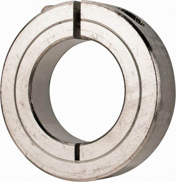 Climax Metal Products - 1-3/16" Bore, Stainless Steel, One Piece Clamp Collar - 2-1/16" Outside Diam, 1/2" Wide - Americas Tooling