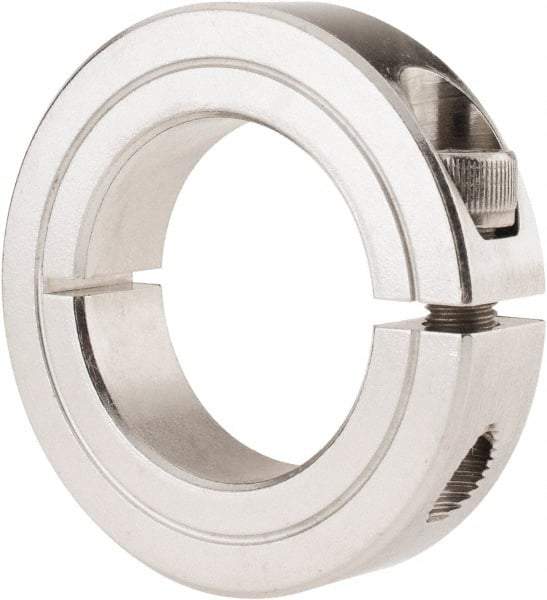 Climax Metal Products - 1-1/4" Bore, Stainless Steel, One Piece Clamp Collar - 2-1/16" Outside Diam, 1/2" Wide - Americas Tooling