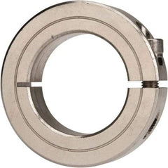 Climax Metal Products - 1-3/8" Bore, Stainless Steel, One Piece Clamp Collar - 2-1/4" Outside Diam, 9/16" Wide - Americas Tooling