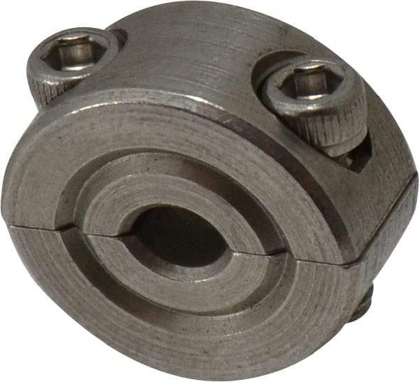 Climax Metal Products - 3/16" Bore, Stainless Steel, Two Piece Shaft Collar - 11/16" Outside Diam, 5/16" Wide - Americas Tooling