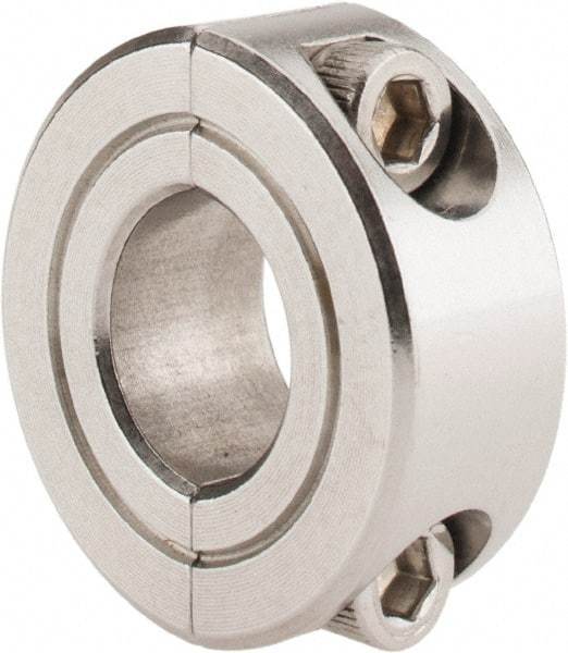 Climax Metal Products - 7/16" Bore, Stainless Steel, Two Piece Shaft Collar - 15/16" Outside Diam, 3/8" Wide - Americas Tooling