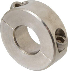 Climax Metal Products - 11/16" Bore, Stainless Steel, Two Piece Two Piece Split Shaft Collar - 1-1/2" Outside Diam, 1/2" Wide - Americas Tooling