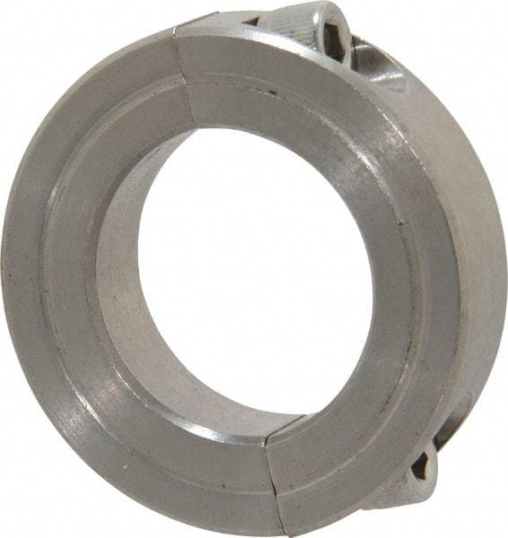 Climax Metal Products - 1-1/8" Bore, Stainless Steel, Two Piece Shaft Collar - 1-7/8" Outside Diam, 1/2" Wide - Americas Tooling