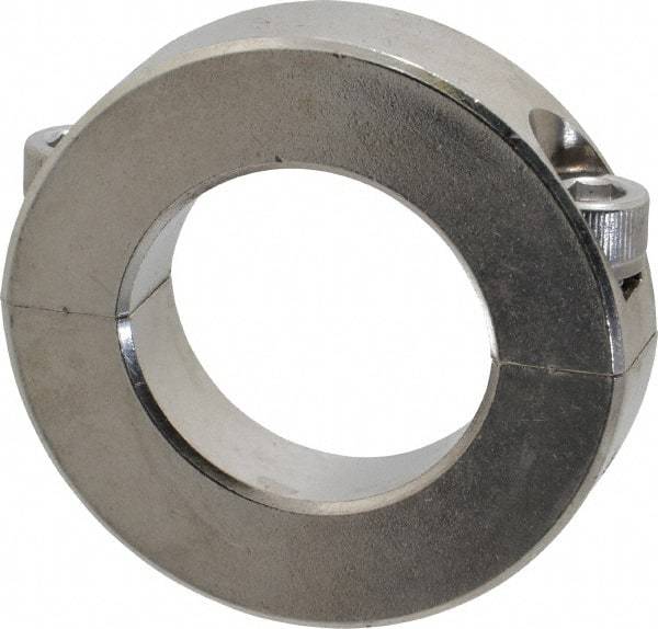 Climax Metal Products - 1-3/16" Bore, Stainless Steel, Two Piece Shaft Collar - 2-1/16" Outside Diam, 1/2" Wide - Americas Tooling