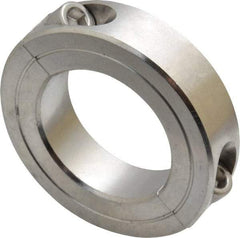 Climax Metal Products - 1-3/8" Bore, Stainless Steel, Two Piece Shaft Collar - 2-1/4" Outside Diam, 9/16" Wide - Americas Tooling