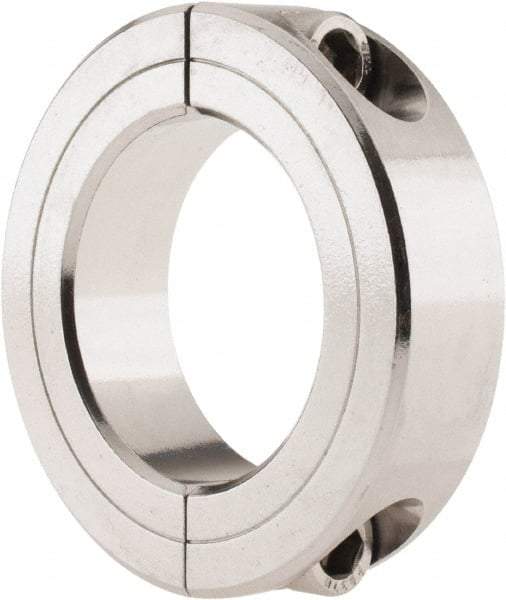 Climax Metal Products - 1-5/8" Bore, Stainless Steel, Two Piece Shaft Collar - 2-5/8" Outside Diam, 11/16" Wide - Americas Tooling