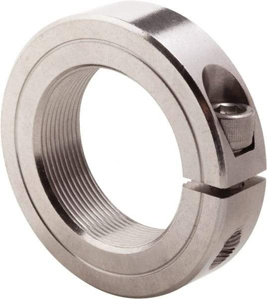 Climax Metal Products - 1-3/4-16 Thread, Stainless Steel, One Piece Threaded Shaft Collar - 2-3/4" Outside Diam, 11/16" Wide - Americas Tooling