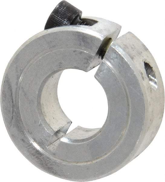 Climax Metal Products - 1/2" Bore, Aluminum, One Piece Clamp Collar - 1-1/8" Outside Diam, 13/32" Wide - Americas Tooling