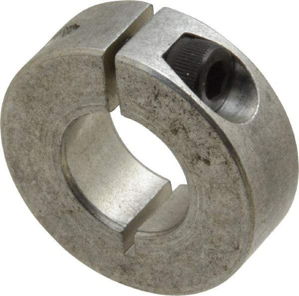 Climax Metal Products - 5/8" Bore, Aluminum, One Piece Clamp Collar - 1-5/16" Outside Diam, 7/16" Wide - Americas Tooling