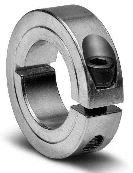 Climax Metal Products - 1-9/16" Bore, Aluminum, One Piece Clamping Shaft Collar - 2-3/8" Outside Diam, 9/16" Wide - Americas Tooling
