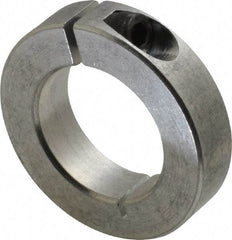 Climax Metal Products - 1-1/4" Bore, Aluminum, One Piece Clamp Collar - 2-1/16" Outside Diam, 1/2" Wide - Americas Tooling