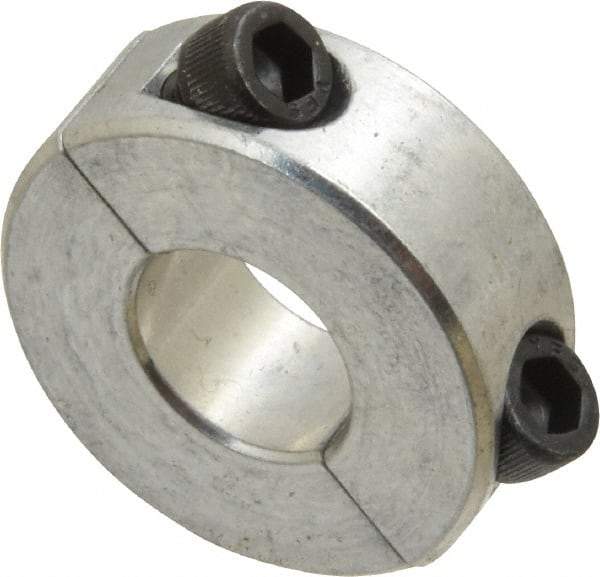 Climax Metal Products - 1/2" Bore, Aluminum, Two Piece Shaft Collar - 1-1/8" Outside Diam, 13/32" Wide - Americas Tooling