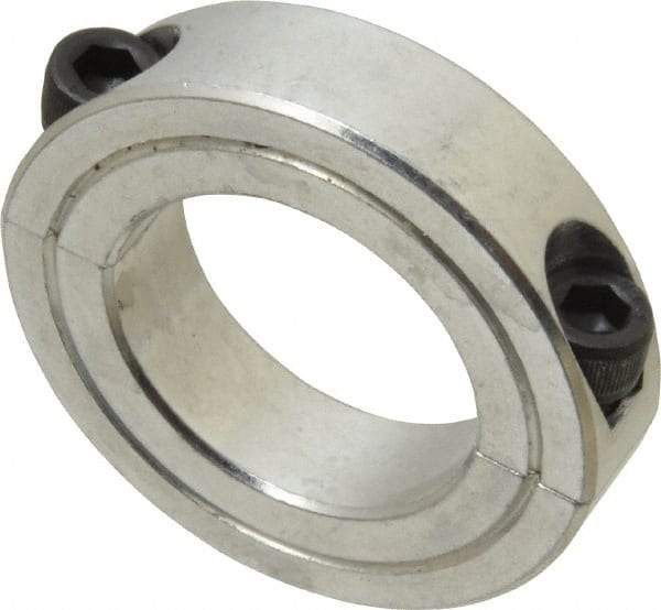 Climax Metal Products - 1-1/4" Bore, Aluminum, Two Piece Shaft Collar - 2-1/16" Outside Diam, 1/2" Wide - Americas Tooling