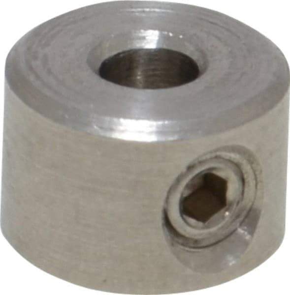 Climax Metal Products - 1/8" Bore, Stainless Steel, Set Screw Shaft Collar - 3/8" Outside Diam, 1/4" Wide - Americas Tooling