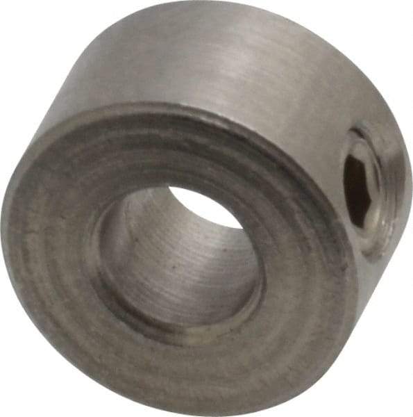 Climax Metal Products - 3/16" Bore, Stainless Steel, Set Screw Shaft Collar - 7/16" Outside Diam, 1/4" Wide - Americas Tooling