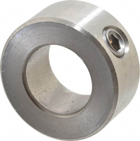 Climax Metal Products - 11/16" Bore, Stainless Steel, Set Screw Shaft Collar - 1-1/4" Outside Diam, 9/16" Wide - Americas Tooling