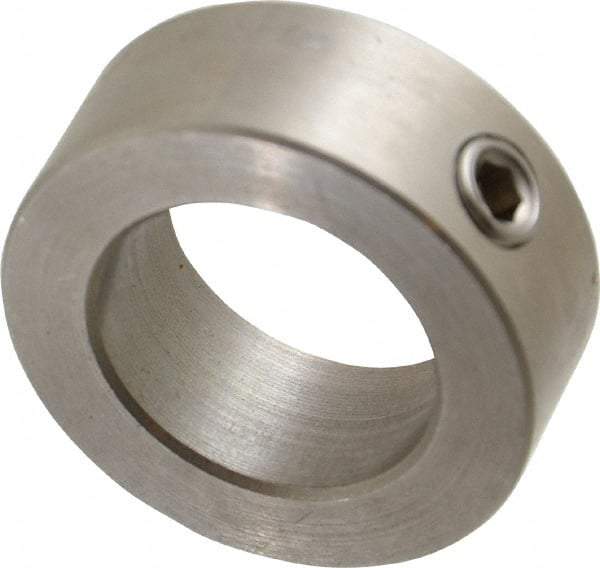 Climax Metal Products - 15/16" Bore, Stainless Steel, Set Screw Shaft Collar - 1-1/2" Outside Diam, 9/16" Wide - Americas Tooling